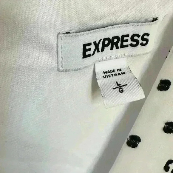 Express White With Black Swiss Polka Dot Wrap Front Maxi Dress Size L - Picture 4 of 10